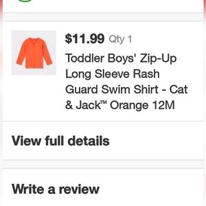 SOLD elsewhere 12m unisex rash guard, long sleeve zip swim top